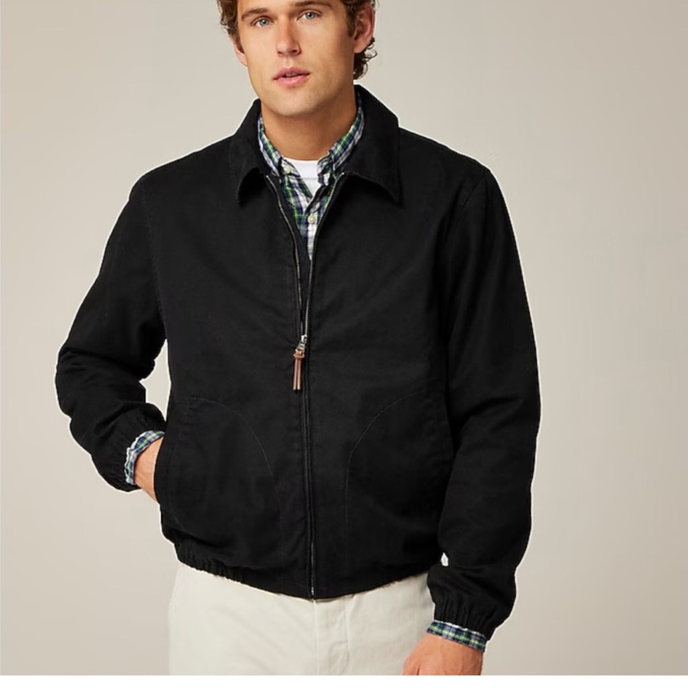 J crew black Harrington jacket in cotton twill